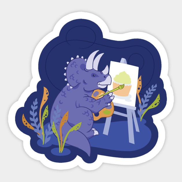 Painting Dino Sticker by polliadesign